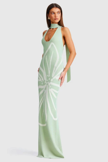 Jemima Halterneck Maxi Dress - Sage