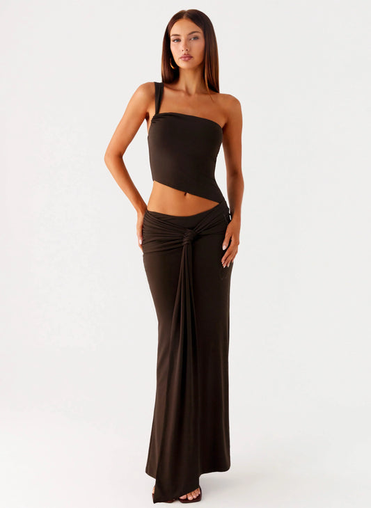 Luara Cut Out Maxi Dress - Chocolate