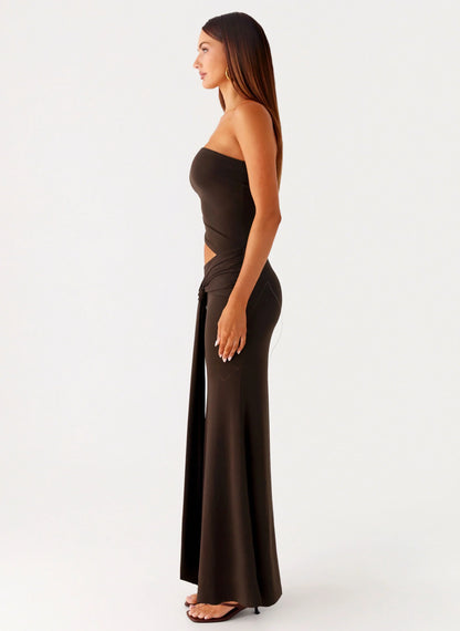 Luara Cut Out Maxi Dress - Chocolate