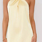 Exclusive Parties Halter Satin Mini Dress Pink