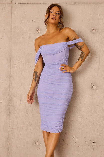 Main Character Mesh Midi Dress - Cornflower
