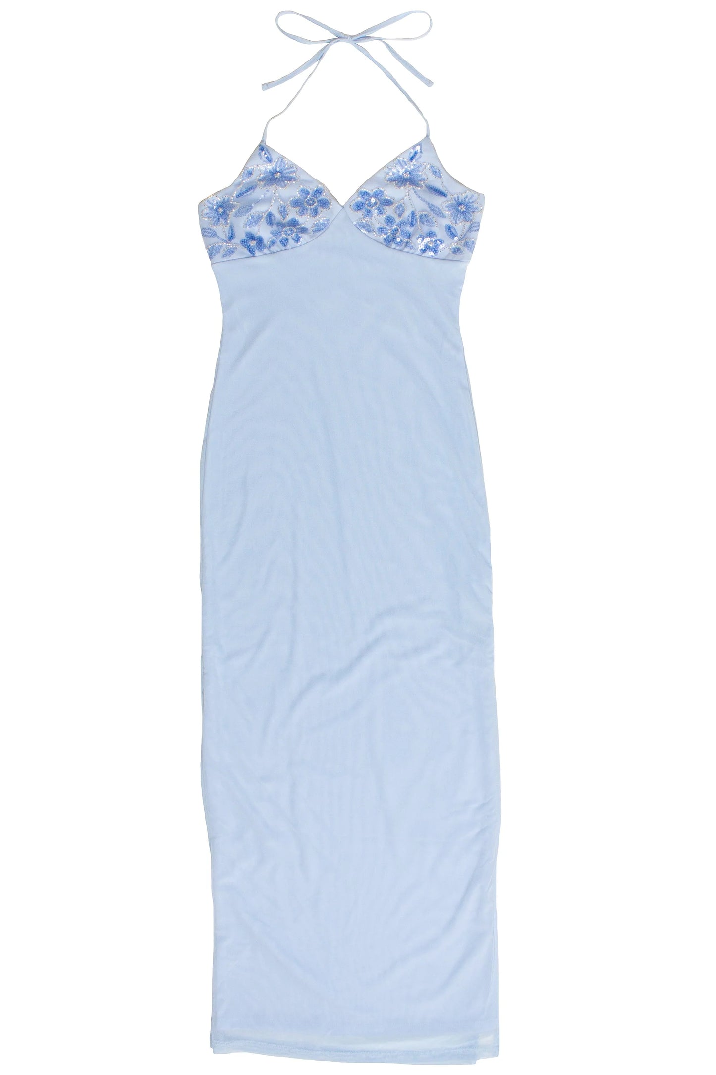 Sequin Beaded Halter Maxi Dress