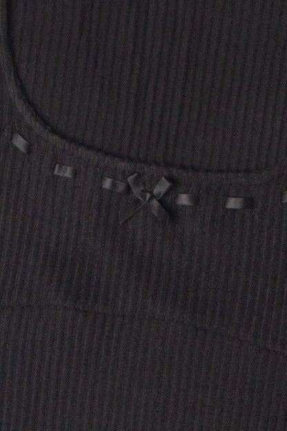 Ribbon Detail Ribbed Sweater Dress