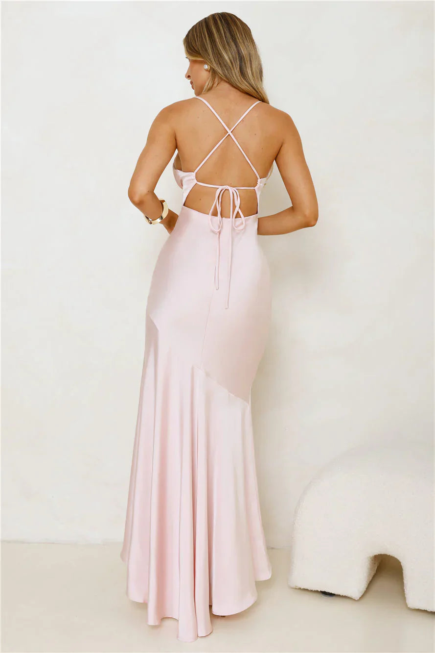 Modern Luxe Satin Maxi Dress Pink