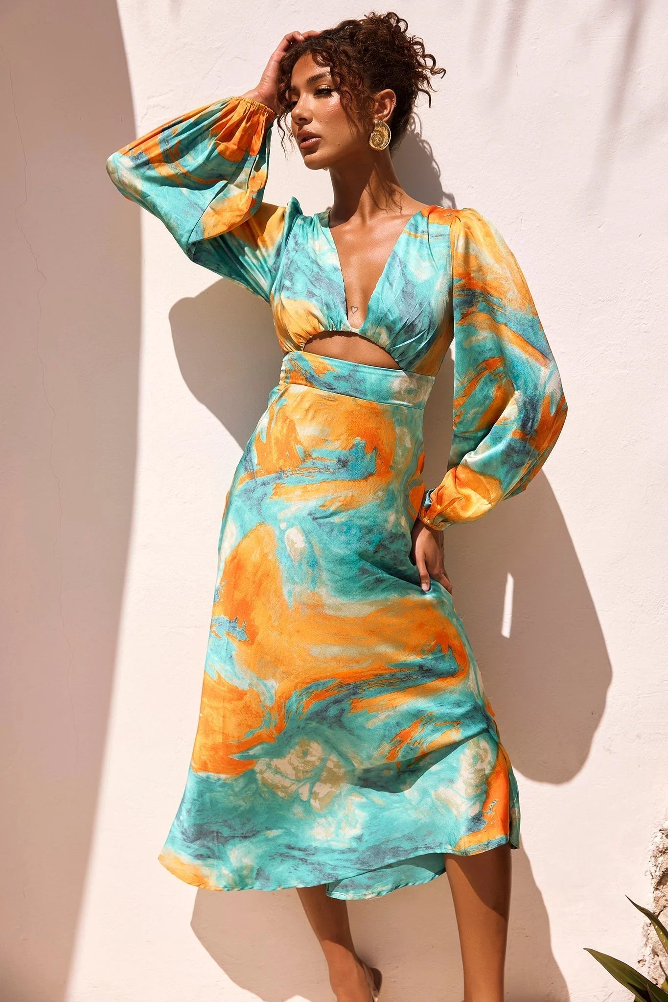 Young And In Love Midi Dress - Blue Multi