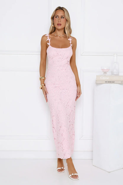 Daydreaming Light Embroidered Maxi Dress Pink
