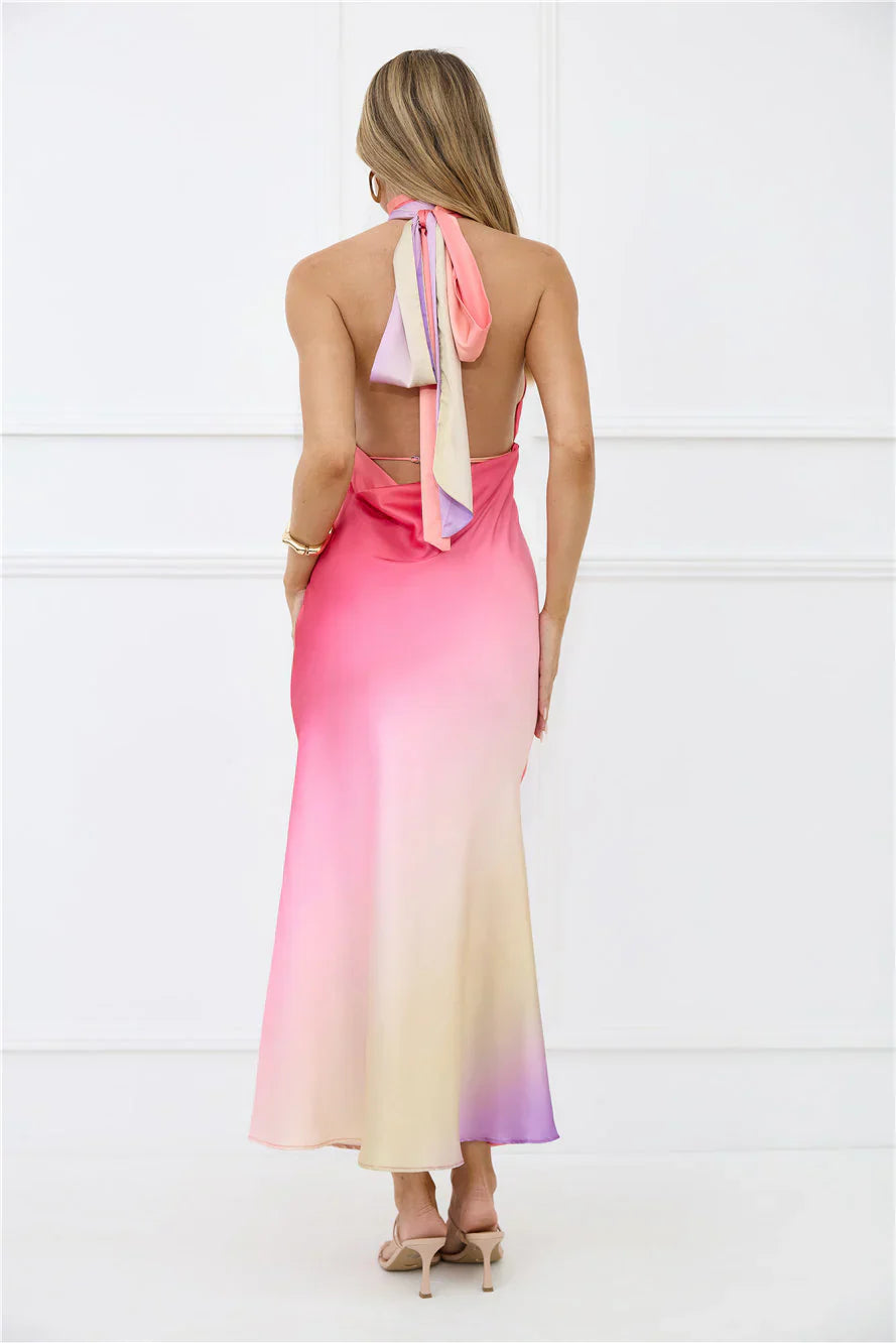 Dreams in Colour Satin Maxi Dress Multi