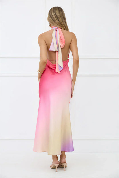 Dreams in Colour Satin Maxi Dress Multi