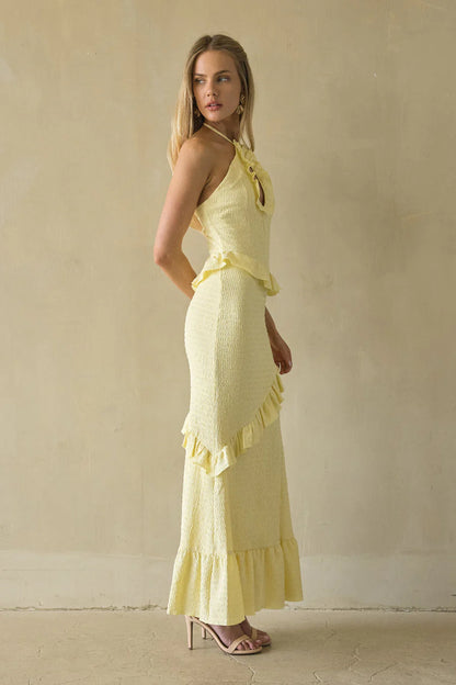 Vanita Ruffled Halter Maxi Dress