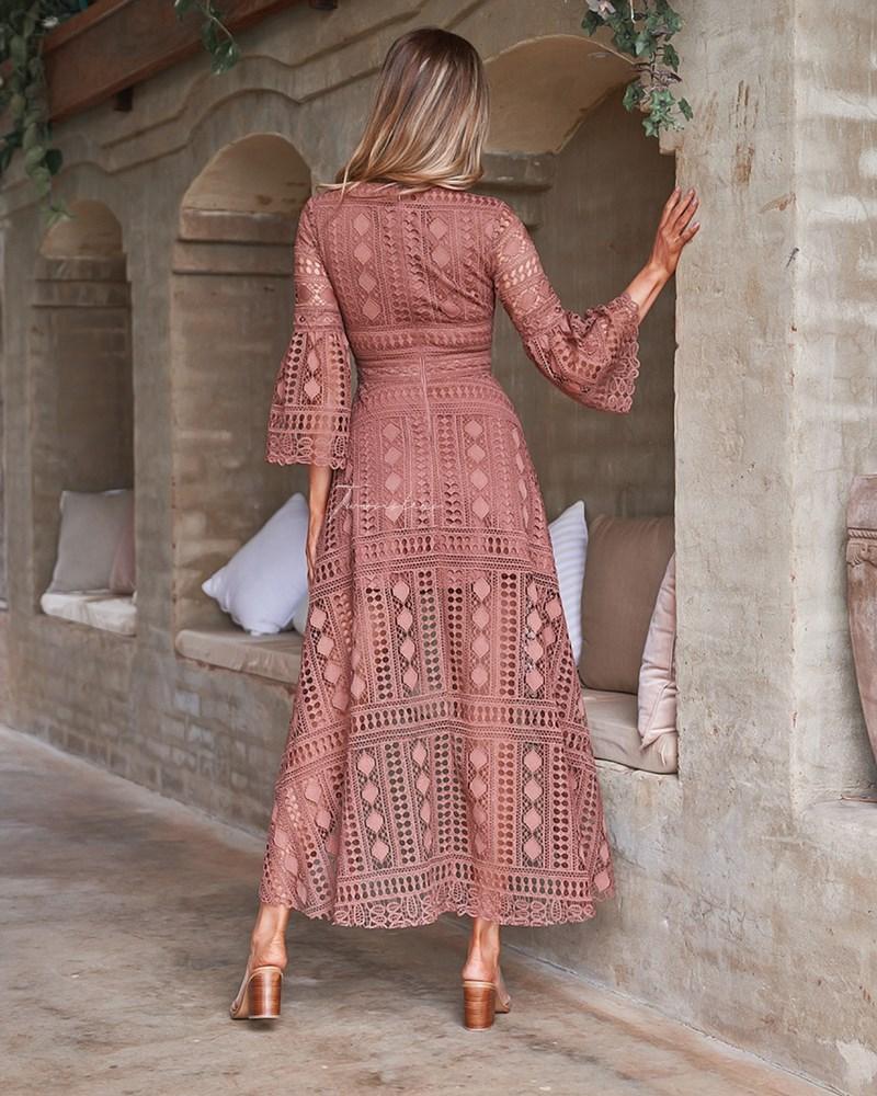 Boho High Low Dress - Mauve