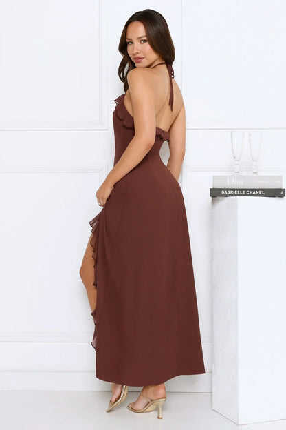 Love Potion Halter Maxi Dress Brown