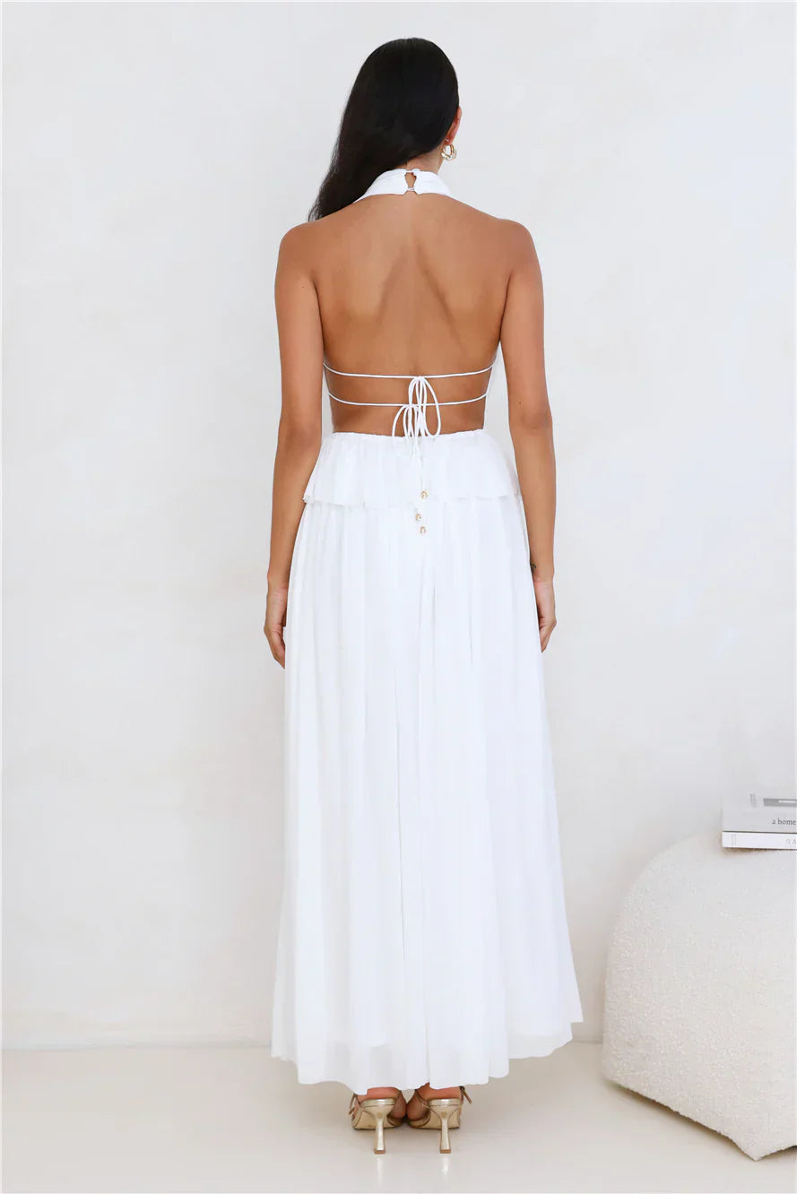 Love From Rosalie Halter Maxi Dress White