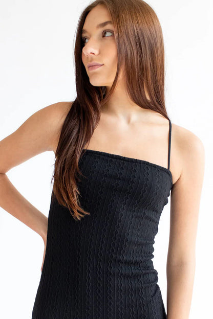 Black Cable Knit Mini Dress 1