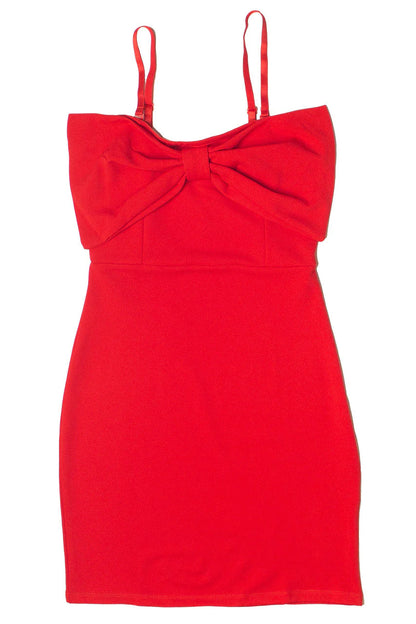 Oversized Bow Red Mini Dress