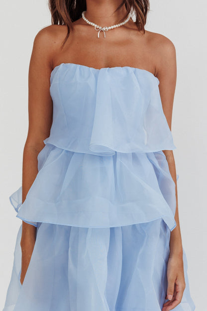 Behati Tiered Layer Midi Dress Blue