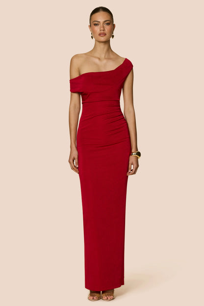 Nookie Crush Drape Maxi Dress - Red