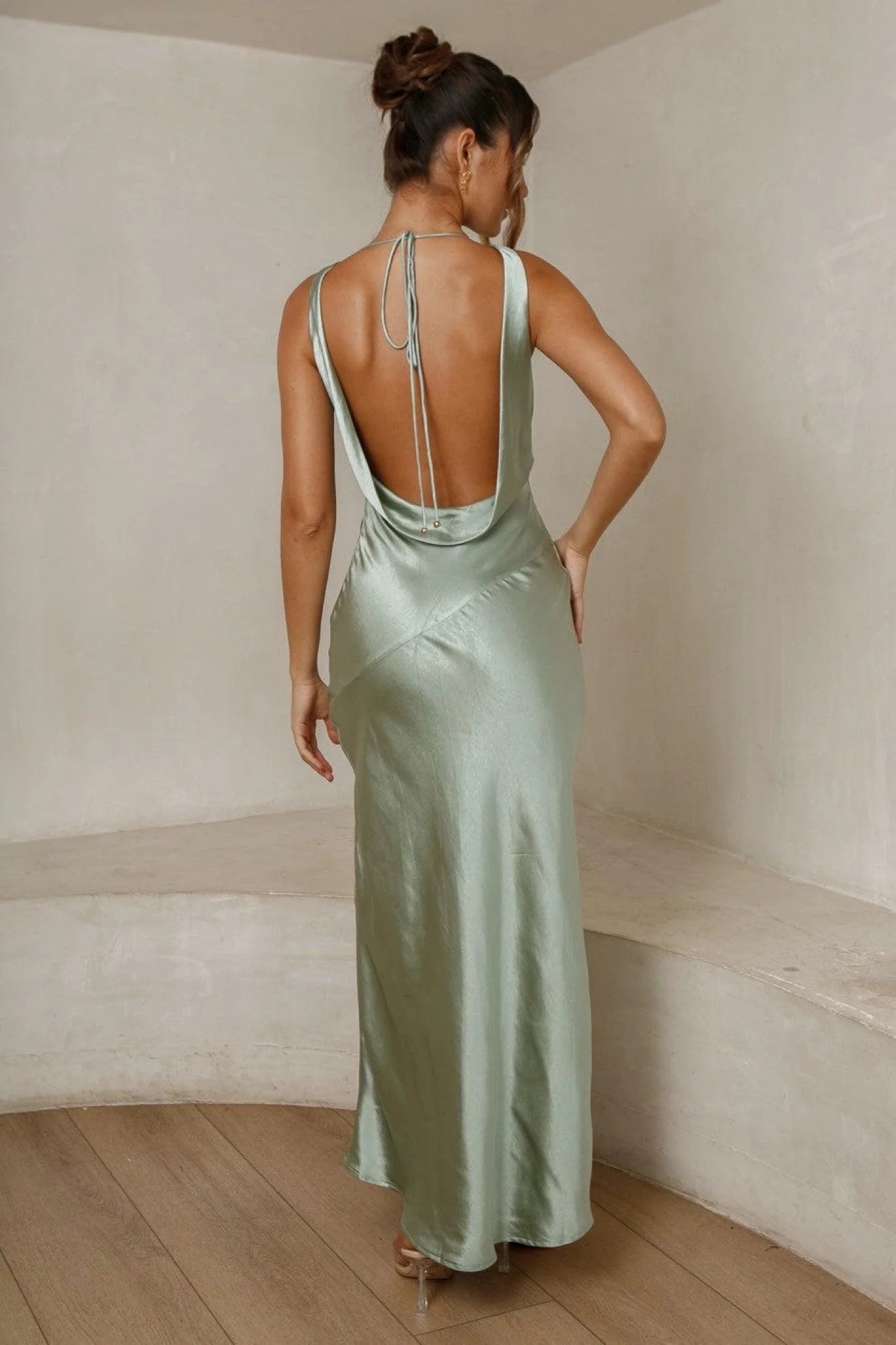 Cassandra Cowl Neck Maxi Dress - Pistachio (PREORDER)