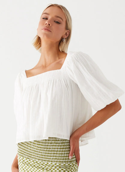 Tanika Puff Sleeve Top - White