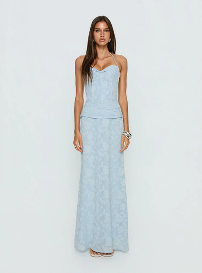 Love from Portofino Corset Maxi Dress Blue