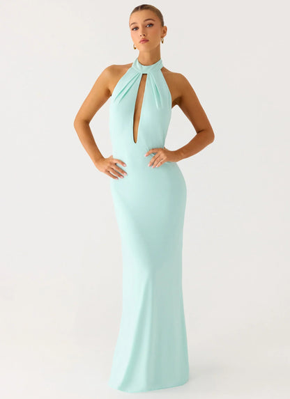 Mougleta Backless Maxi Dress - Aqua