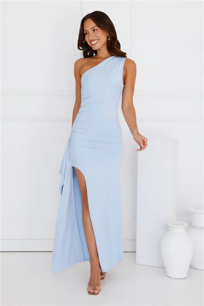 Stay Classy One Shoulder Maxi Dress