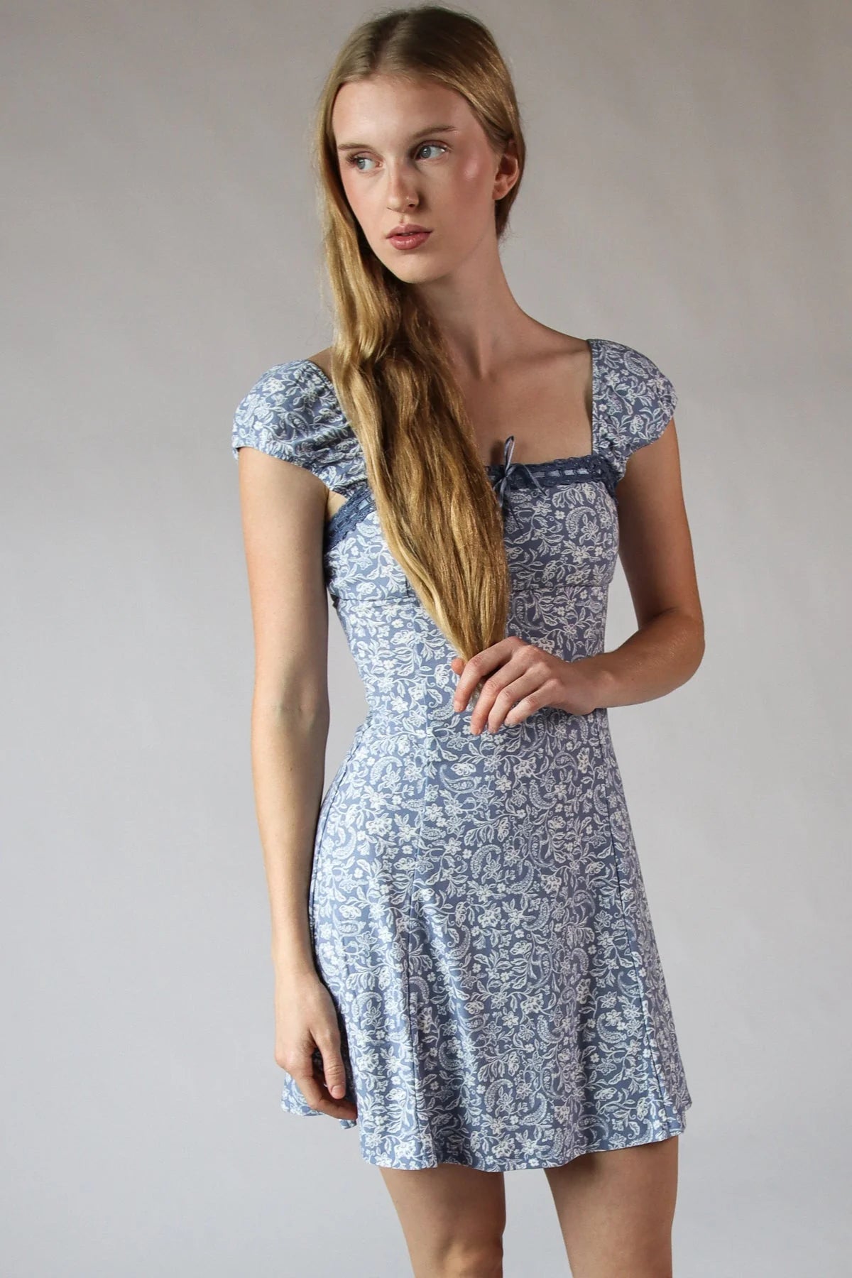 Floral Lace Trim Mini Dress