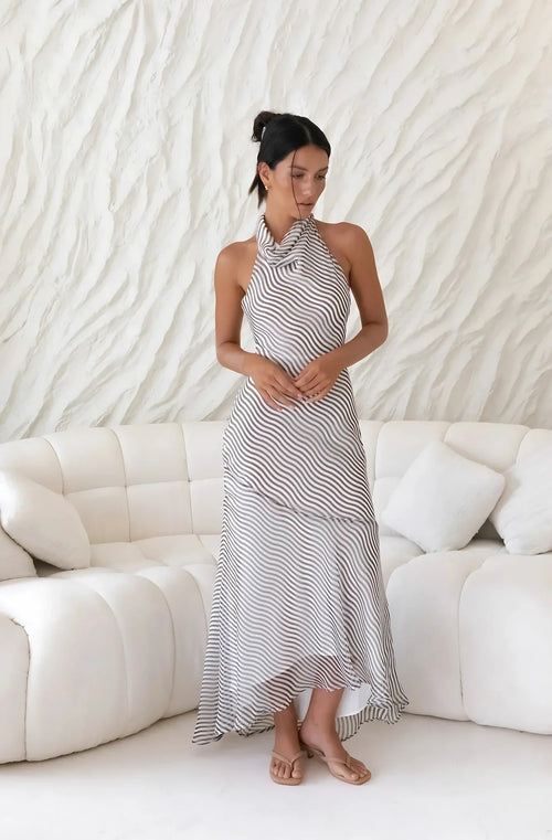 From The Editor Halter Maxi Dress Brown