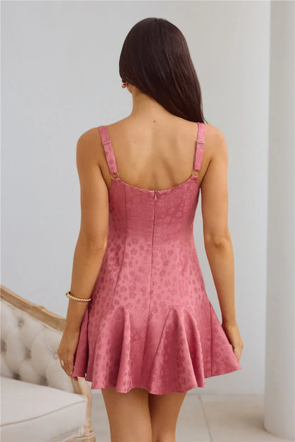 Diamond Soirée Mini Dress Rose