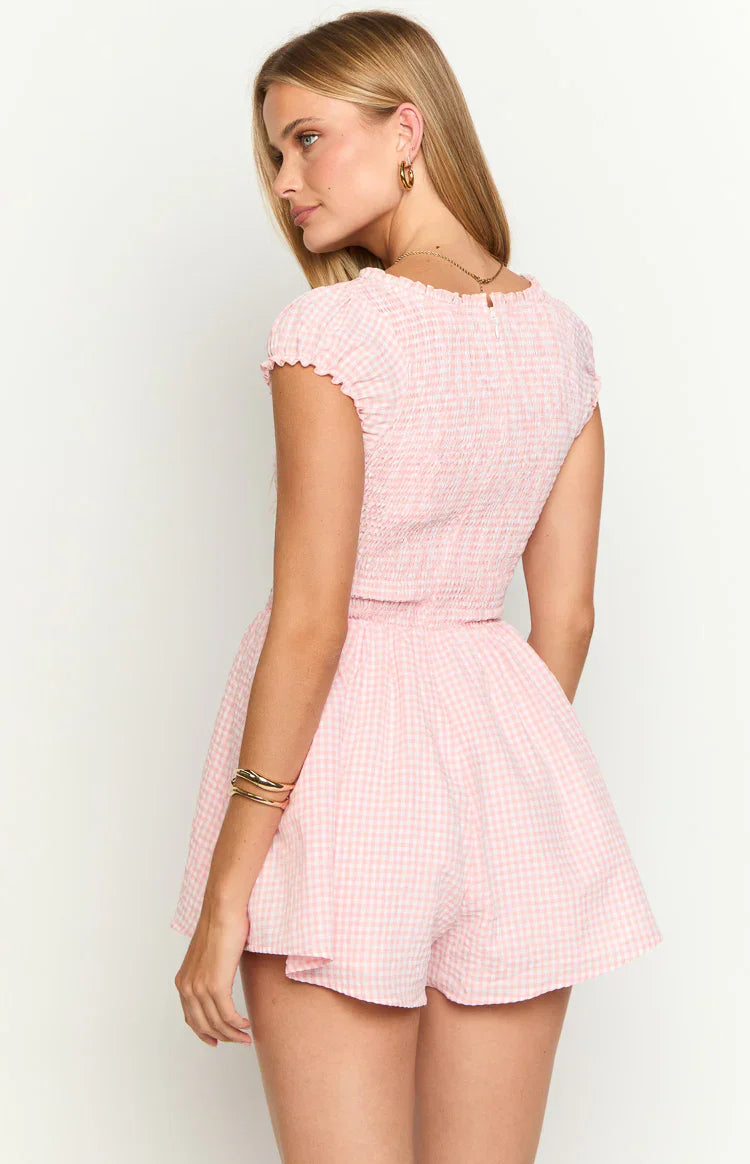 Raldo Pink Gingham Playsuit