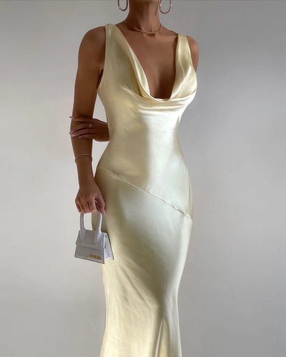 Cassandra Cowl Neck Maxi Dress - Butter