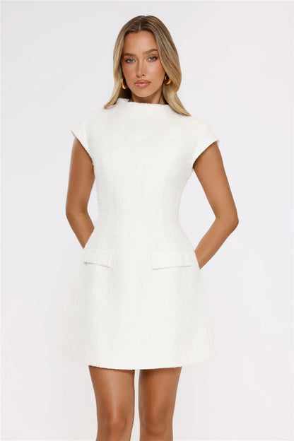 Good Outfit Day Tweed Mini Dress White