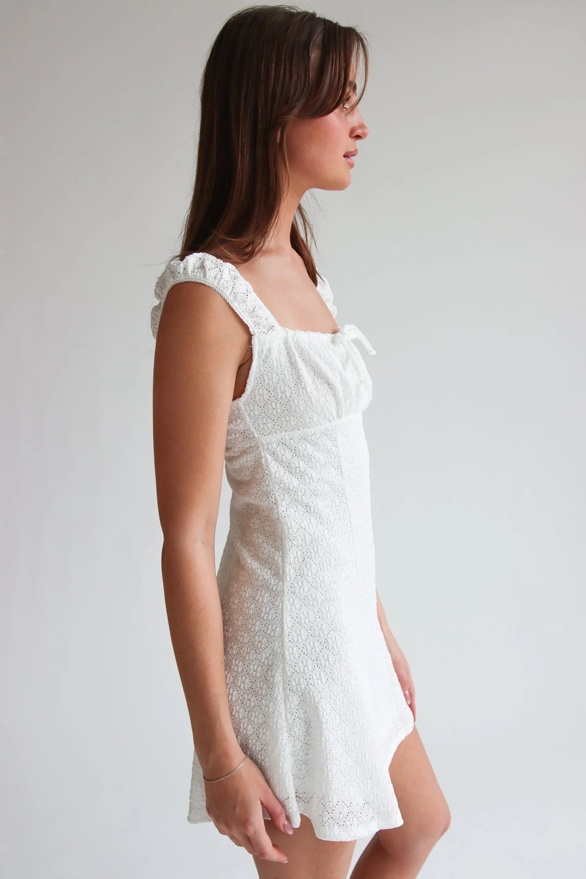 Eyelet Fit & Flare Mini Dress