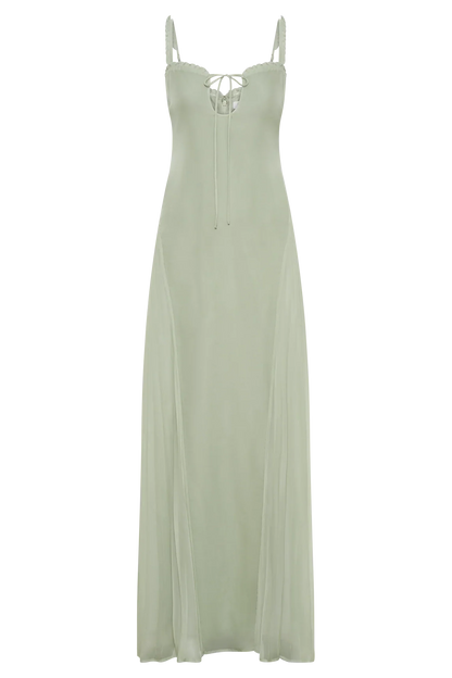Saira Chiffon Maxi Dress - Pastel Green