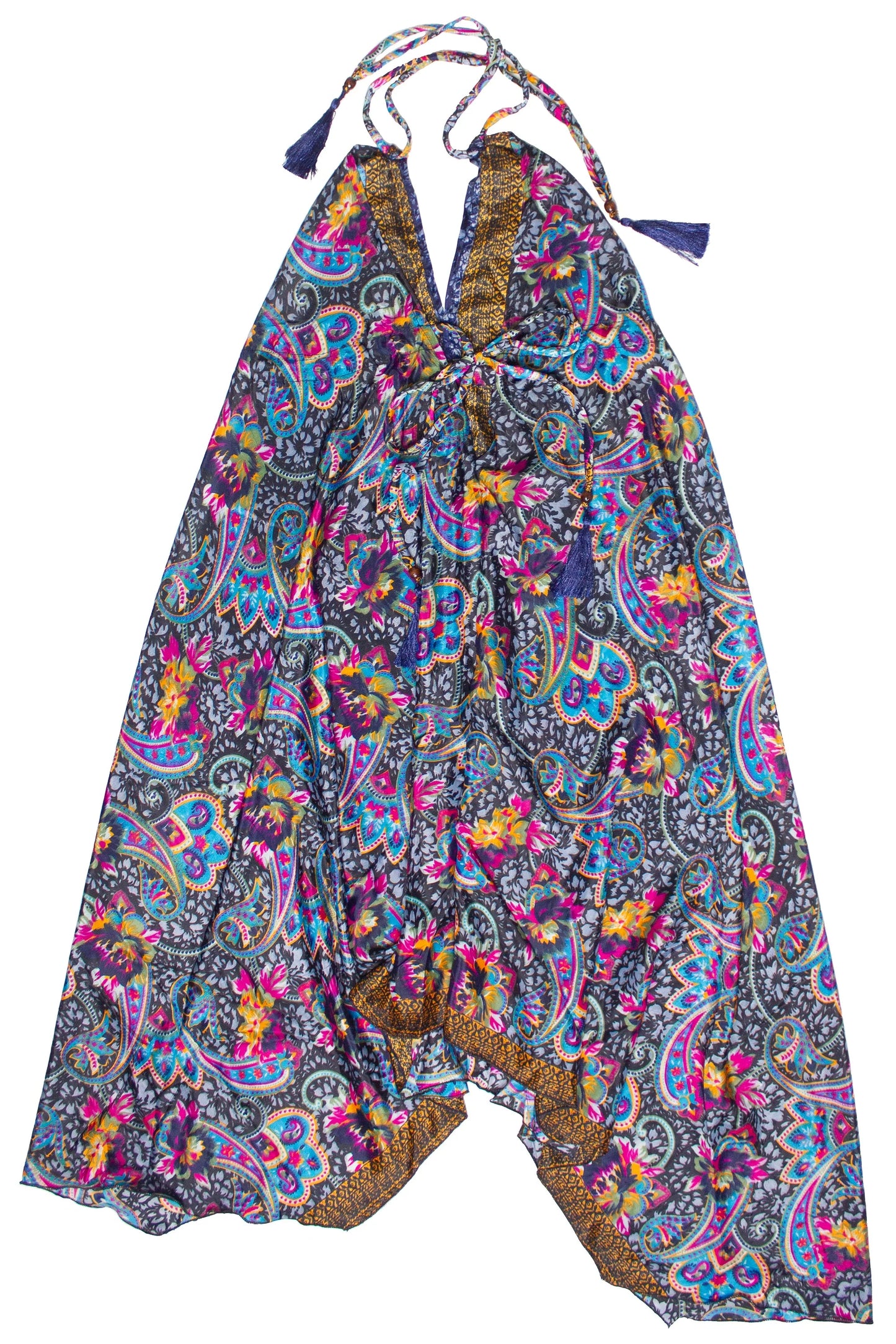 Patterned Scarf Halter Dress
