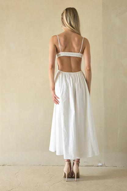 NIA Destene Open Back Midi Dress