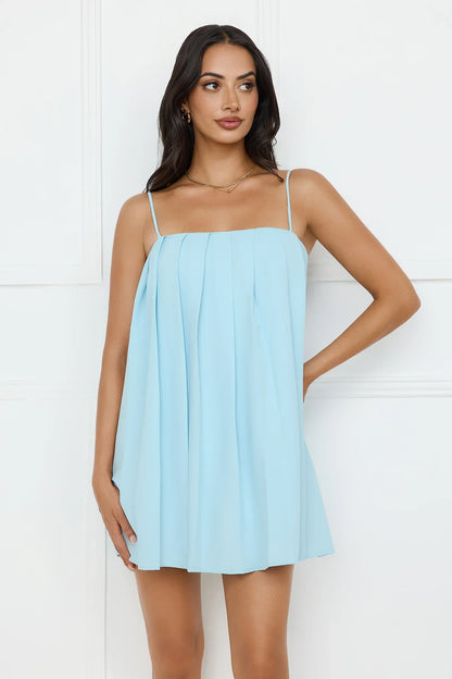 Affluence Pleated Mini Dress Blue