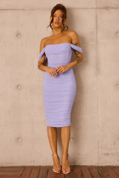 Main Character Mesh Midi Dress - Cornflower