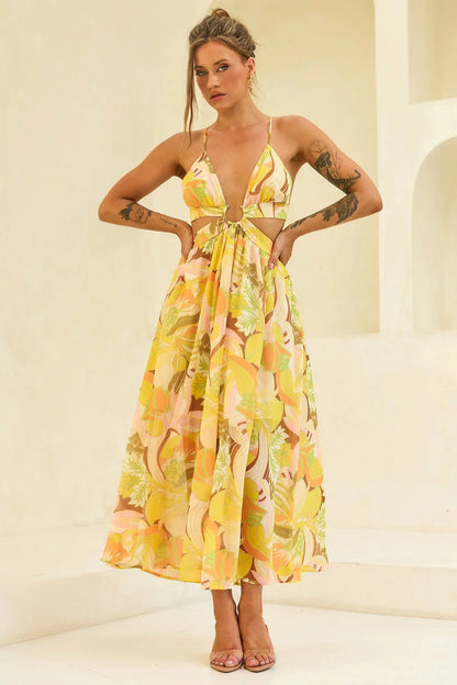 Rays Maxi Dress - Yellow Print