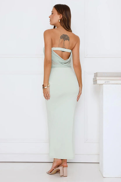 Escape Plan Strapless Maxi Dress Sage