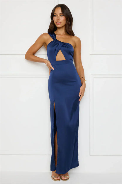Strong Desire Satin One Shoulder Maxi Dress