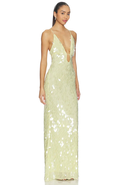 Misha Sapphire Sequin Maxi Dress - Lemon