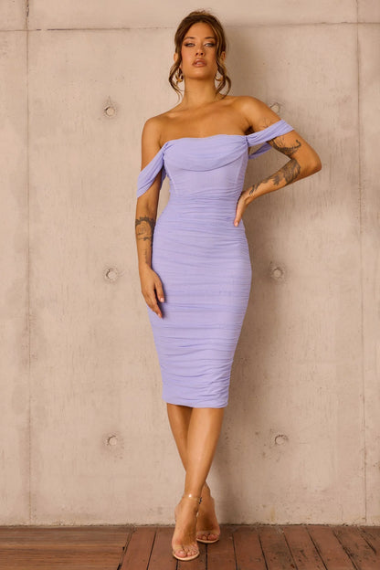 Main Character Mesh Midi Dress - Cornflower