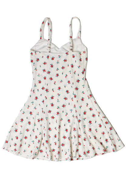 Rose Print Fit & Flare Mini Dress