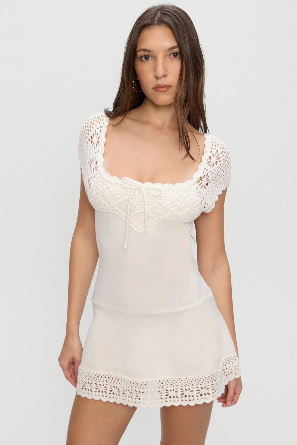 Lover Crochet Knit Mini Dress - White