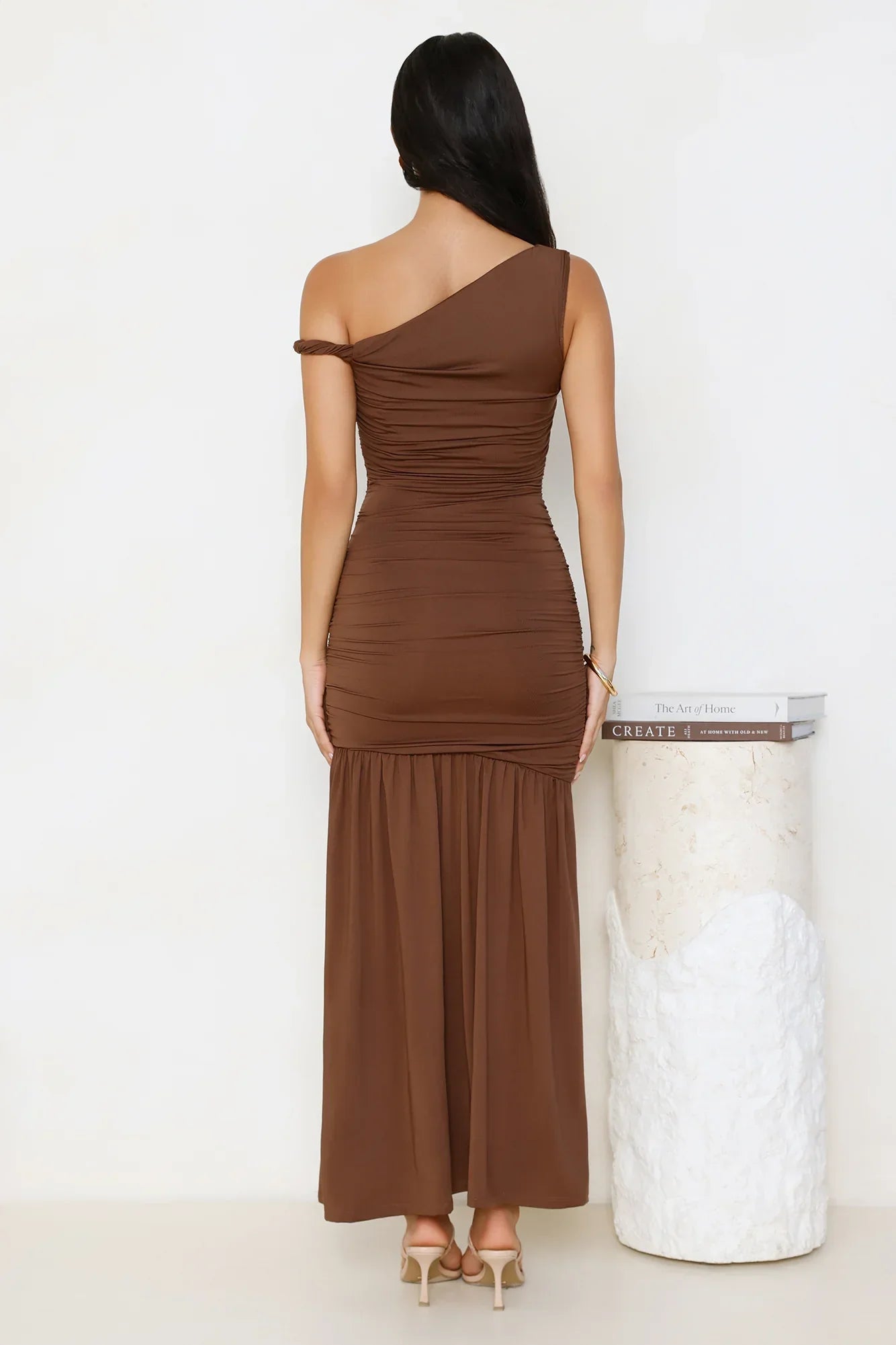 Forever Style Off Shoulder Maxi Dress Chocolate