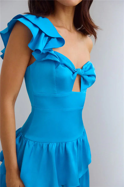 Dazzle Me One Shoulder Satin Mini Dress