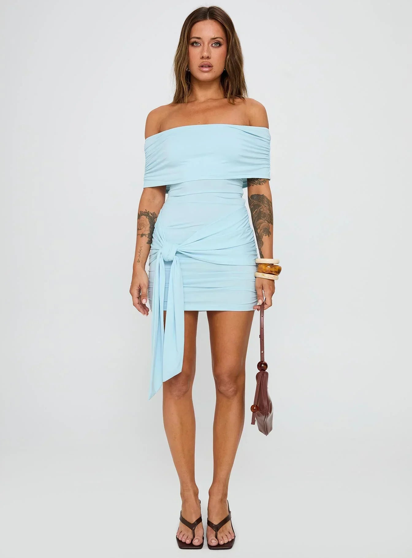 Island Girl Tie Skirt Mini Dress Light Blue
