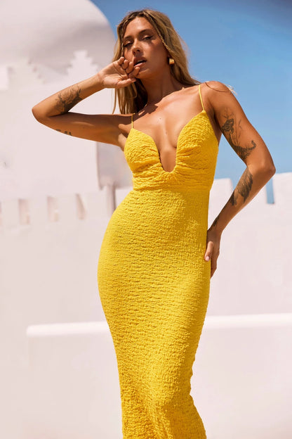 Sweet Talk Midi Dress - Yellow