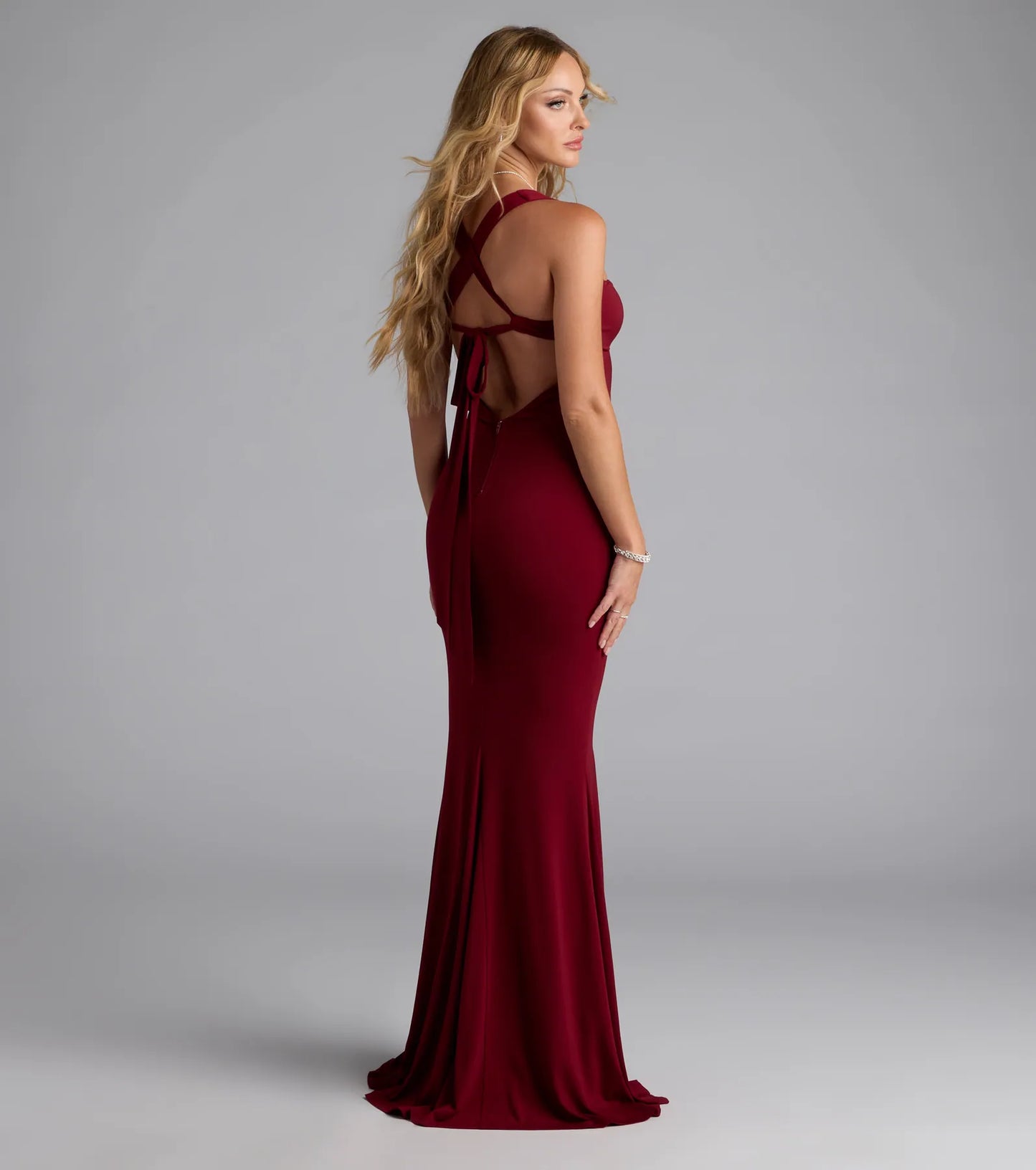Nicola Strappy Tie-Back Mermaid Dress