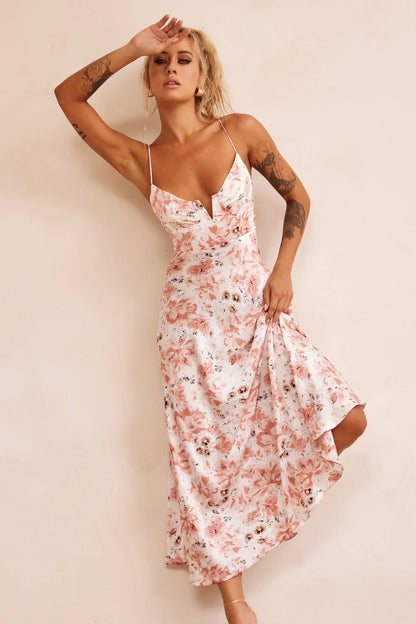 Vintage Summer Midi Dress - Rose